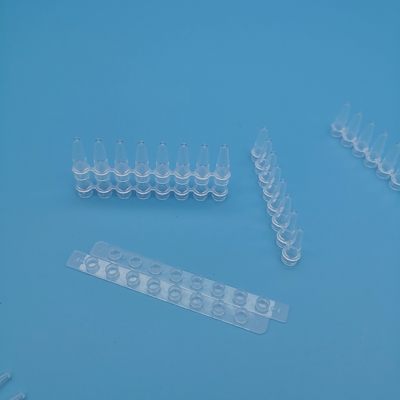 투명한 0.2 Ml PCR는 8 단접관 소개 분자 생물학 반응 스트립 튜브를 관을 답니다