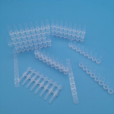 투명한 0.2 Ml PCR는 8 단접관 소개 분자 생물학 반응 스트립 튜브를 관을 답니다